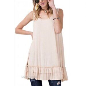 Twist Boutique Sleeveless Swing Dress w/ Bottom Ruffle Summer Mini